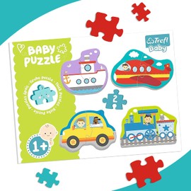 Trefl 36075 Transport Vehicles 2 Pieces, 4 Sets, Baby Classic, for Children from 1 Year Puzzles