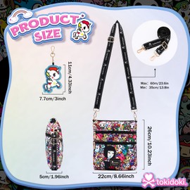 Tokidoki Crossbody Bag With Unicorno Keychain Unicorno Phone Purse Bag Shoulder bag Key Charm for Travel Work (CB_heroine)