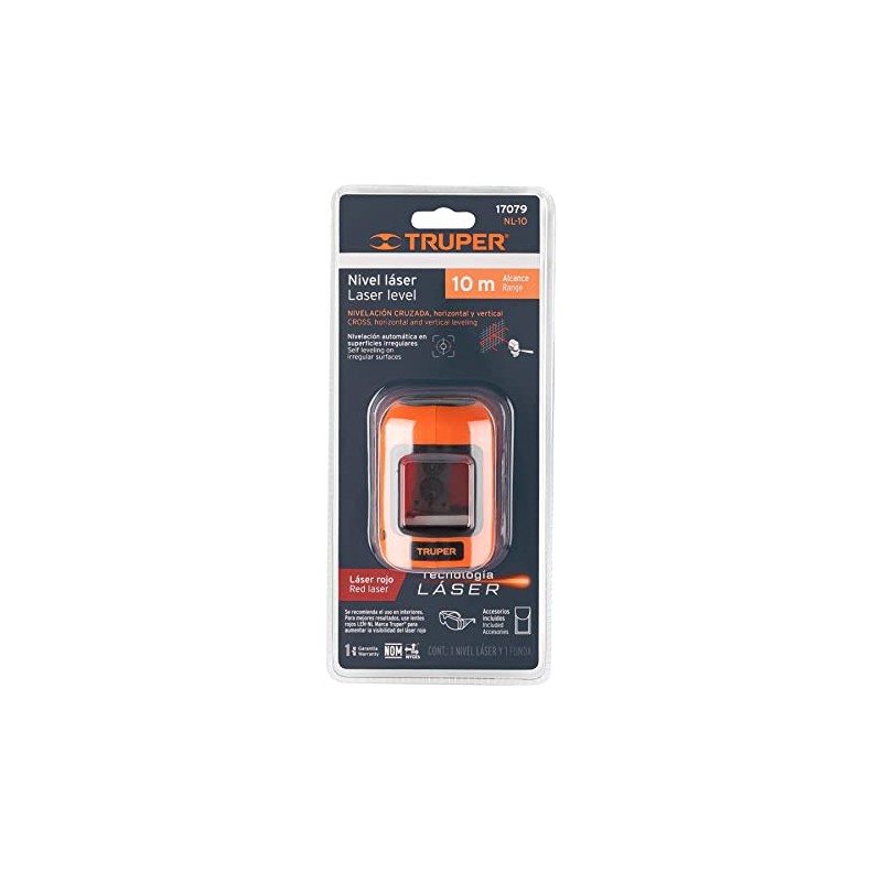 Truper NL-10, Nivel láser rojo con alcance de 10 m