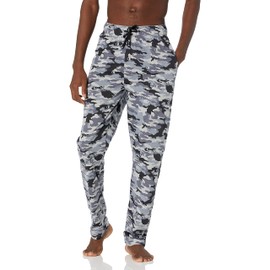 Champion Men's Jersey Sleep Pants, Grey/Black Camo Print, Large