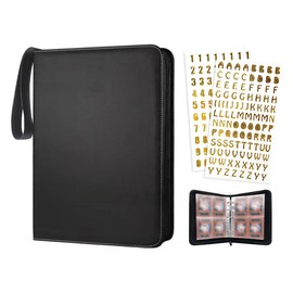 Anlising 4 Pockets Scrapbook Cards Album, Trading Card Game Binder, Trading Card Albums, Trading Cards Folder, Pocket Card Binder, for Board, Football, Collecting or Trading Card Game (Black)