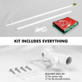 UD_G128 Combo Pack: Flag Pole 6 FT White Tangle Free & Afghanistan Afghan Flag 3x5 FT Printed 150D Polyester