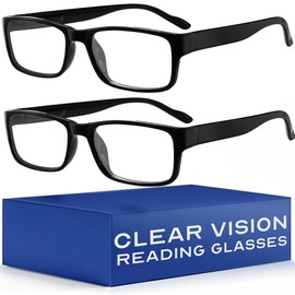 Gaoye 2-Pack of Reading Glasses +2.5 - Blue-Light Filter, UV Protection - Readers with Rectangle Frames