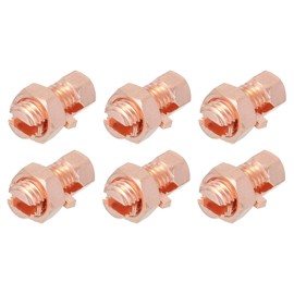 MECCANIXITY Split Bolt Connector Brass Copper 25mm Grounding Clamps with 14mm Matching Hex Nut for Completing Ground Bonding to Bare Wires Pack of 6