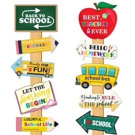Back to School Decorations, 20pcs Back to School Photo Props First Day of School Yard Signs Welcome Back Classroom Door Wall Decor for Class Party Supplies, Back to School Cards for Preschool Primary High School