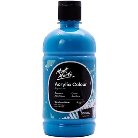 Mont Marte Acrylic Paint Blue - 500 ml - Cerulean Blue - Ideal for Acrylic Painting - Brilliant Lightfast Colour with Great Coverage