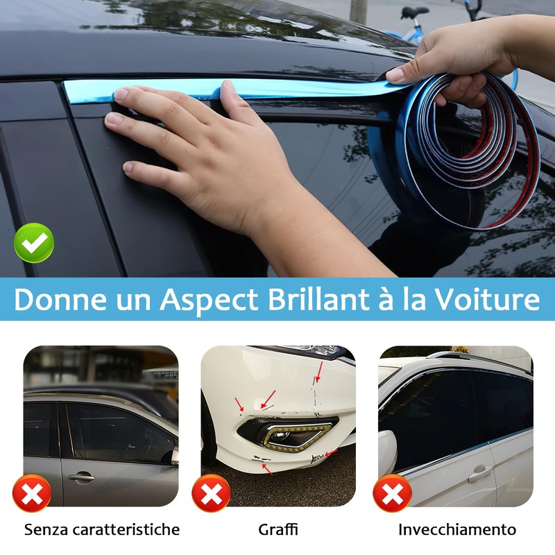 VEGCOO Chrome Car Trim Trim - 10mm x 8m Car