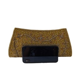 CRAFT BAZAAR Handmade Beaded Purse, Evening Clutches For Wedding And Party, Purses For Women, Golden, Medium