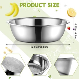 Yungyan 2 Pieces Large Mixing Bowl Stainless Steel Oversized All Purpose Steel Bowl Metal Bowl for Serving Baking Marinating for Home Cooking or Commercial(26 Quarts)