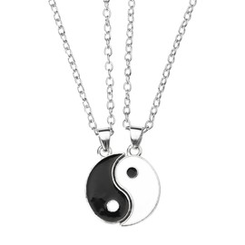Yaozeio Unisex Adult Yin Yang Matching Necklace for Couples, Friends, Family Members - Alloy (Zinc) - 8.26 to 19.68 inches - No Gemstone - Casual Style - Necklace