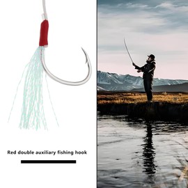 SG Store Pack of 5 Red Double Jigging Assist Hooks Saltwater Dancing Stinger Jigging Hooks for All Types of Jigging Vertical Jigging Bait Saltwater Jigging