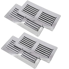 YaeMarine Stainless Steel 4-Pack 4-1/2" x 9" Stamped Louvered Vent Rectangular, Boat Marine Yacht Vent Cover Hardware Fitting