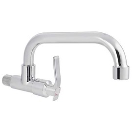 Wall Mounted Cold Water Tap Single Cold Water Tap Cold Water Tap Wall Mounted Brass Housing Stainless Steel Pipe Wall Mounted Single Tap for the Living Room Kitchen (25 cm)