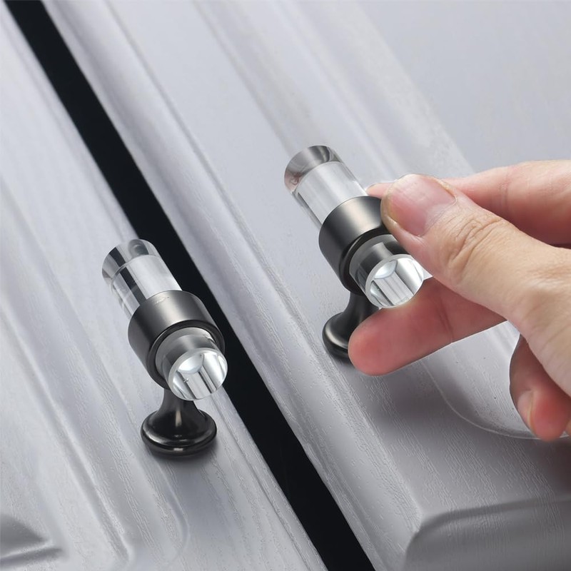 5 Pieces Crystal Cabinet Handles Knobs - Clear Cylinder Drawer