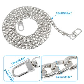 Jiozermi 5 Sizes Silver Purse Chain Strap, Purse Straps Replacement Crossbody, Purse Extender Chain for Wallet DIY Handbag Shoulder Crossbody Bag