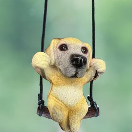 Cute Cool Swinging Dog Retriever Auto Rearview Mirrors Pendant Charm Car Hanging Mirror Accessories Car Decoration Accessories Decor Gifts for Women Men (Yellow Golden Retriever)