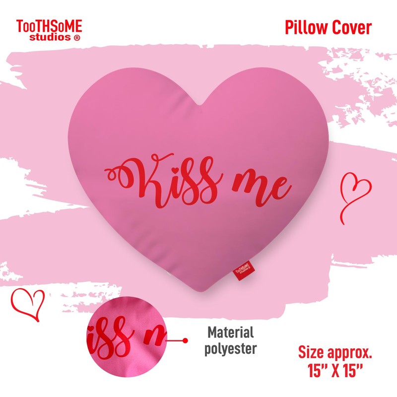 Toothsome Studios Heart Shaped Pillow Cover 15" x 15" (1,