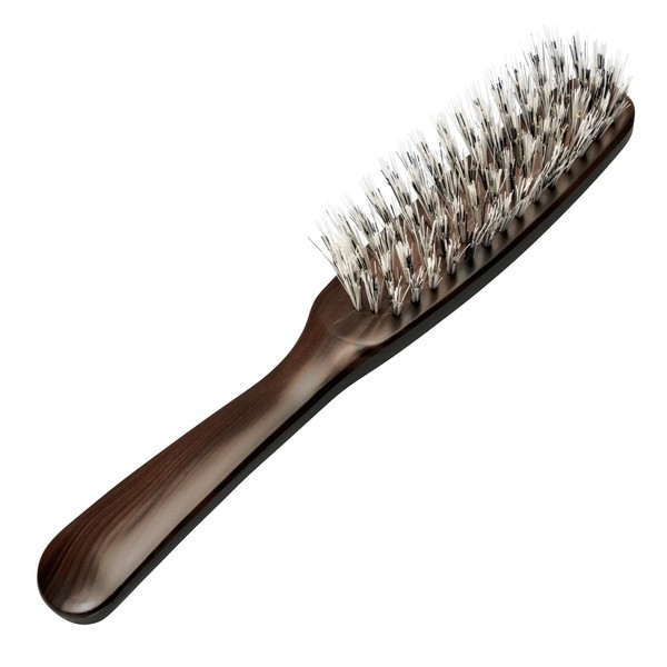 Comolife 3-stage Pig Hair Brush II Hair Brush Pig Hair Brush Natural Hair Brush 100% Pig Hair Small Hair Comb 3 Tier Hair Extraction Prevention Scalp Massage Hair Loss Care Shiny Hair Natural Volume