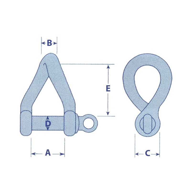 Stainless Steel Twisted D Shackle 12MM