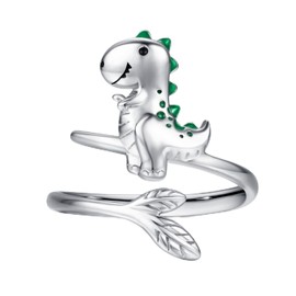 Freesloth Dinosaur Ring for Women 925 Sterling Silver Dinosaur Jewelry Adjustable Open Rings Cute Animal Birthday Christmas Stocking Stuffers Gifts