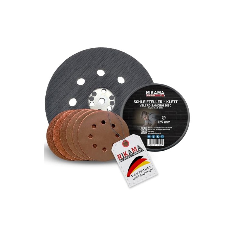 RIKAMA® Sanding Disc, Diameter 125 mm, Velcro, Suitable for Bosch/Skil,