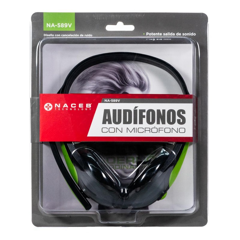 NACEB AUDIFONO HD C/MICROFONO OMNIDIRECCIONAL Verde NA-589VE
