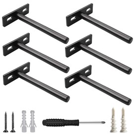 Pack of 6 125 mm Black Shelf Brackets Shelf Support Heavy Duty Invisible Shelf Support Shelf Support Concealed for Wall Mounting with Screws Invisible Wall Shelf Brackets
