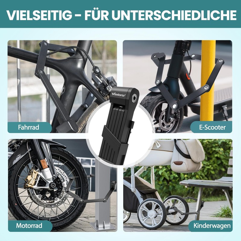 Vexloria Foldable Bicycle Lock | Secure Theft Protection Made of