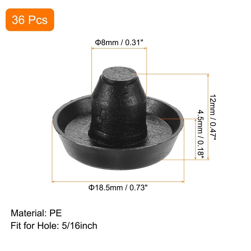 QUARKZMAN 36 Pieces Glass Top Buffers with Stem, 8mm/0.31" Black