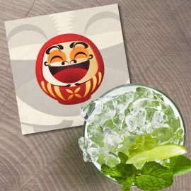 Unbranded Daruma Doll Japan Gift Smile 4'' X 4'' Square Wooden Coaster