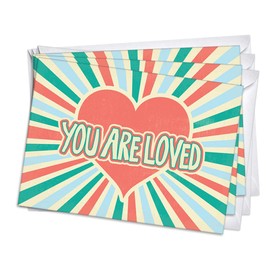 Wright Home & Gift Colorful Heart Valentines/Galentines Day Greeting Cards | 1 Pack Single + 1 Envelope (5x7)