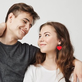 Heart Earrings for Women Valentines Earrings Red Heart Dangle Earrings Pink Heart Shaped Earrings Sweet Love Heart Earrings Valentines Day Gifts for Her