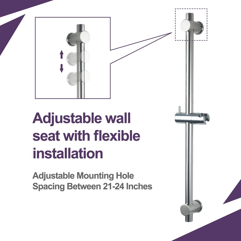 HAMOLER 24 Inch Shower Slide Bar with Adjustable Shower Holder