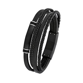 s.Oliver Men's Leather Bracelet, Stainless Steel, Stainless Steel, 2 Colour