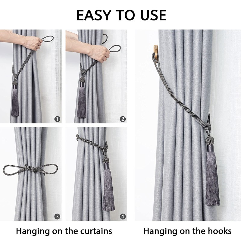 Pretty Jolly 2 Pack Long Tassel Curtain Tiebacks Handmade Braided