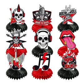 YUEcthynous Rock and Roll Theme Music Party Decoration Honeycomb Ornament, Birthday Party Decorations Music Lovers Honeycomb Centrepieces, Music Party Decorations for Birthday Party Accessories