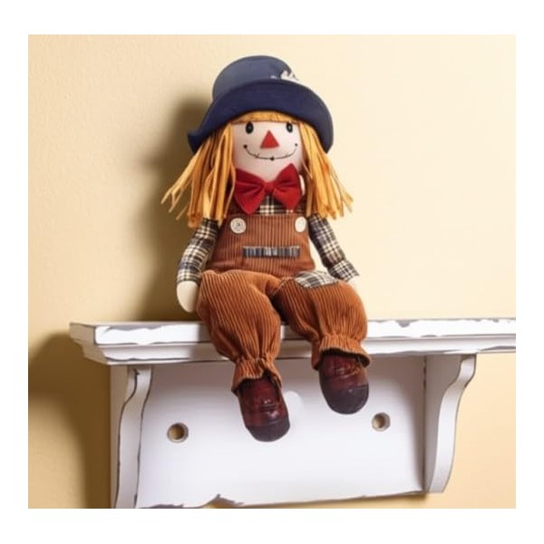 Denim Hat Scarecrow Shelf Sitter Home Fall Autumn Halloween Table