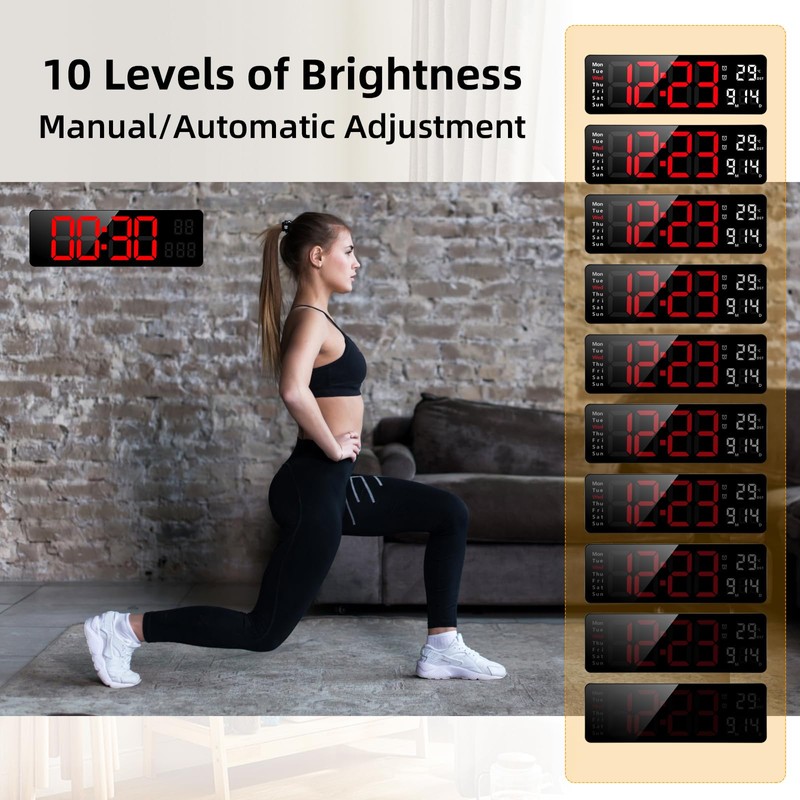 Fuloon Digital Wall Clock, 13 inch Large Display Digital Alarm