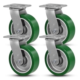 Syrantion 6 Inch Aluminum Core Polyurethane Heavy Duty Casters ,Capacity1300- - 4 Pack Swivel
