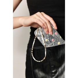 GLOFYRA Beaded Phone Lanyard for Women Natural Stone Phone Wrist Strap Handmade Smartphone Wristlet Strap Beaded Wrist Chain - White