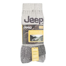 Jeep Men's JM273 3 Pair Luxury Terrain Socks (6-11, Ecru/Grey)