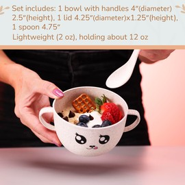 Wheat Straw Bowl with Lid & Spoon - BPA Free - Snack Bowls - Lightweight Plates, Reusable, Microwave & Dishwasher Safe - Wheat Straw Dinnerware - Camping Bowls