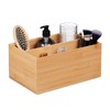 Relaxdays Bamboo Storage Box, Stackable, Bamboo Box with 2 Compartments,