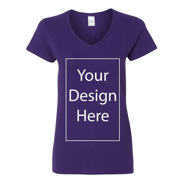 V-Neck Ladies Add Your Own Text Design Custom Personalized T-Shirt
