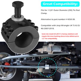 Steering Stabilizer Tie Rod Clamp (1-3/8" OD tube) Fits for Jeep Wrangler JK TJ XJ ZJ MJ 2007-2018