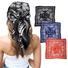 Generisch Headscarf for Women, Pack of 3 Large Square Satin Headscarves, Silk Feel Hair Bandana, Scarf, Boho Head Wrap Headwear, Multi-coloured.
