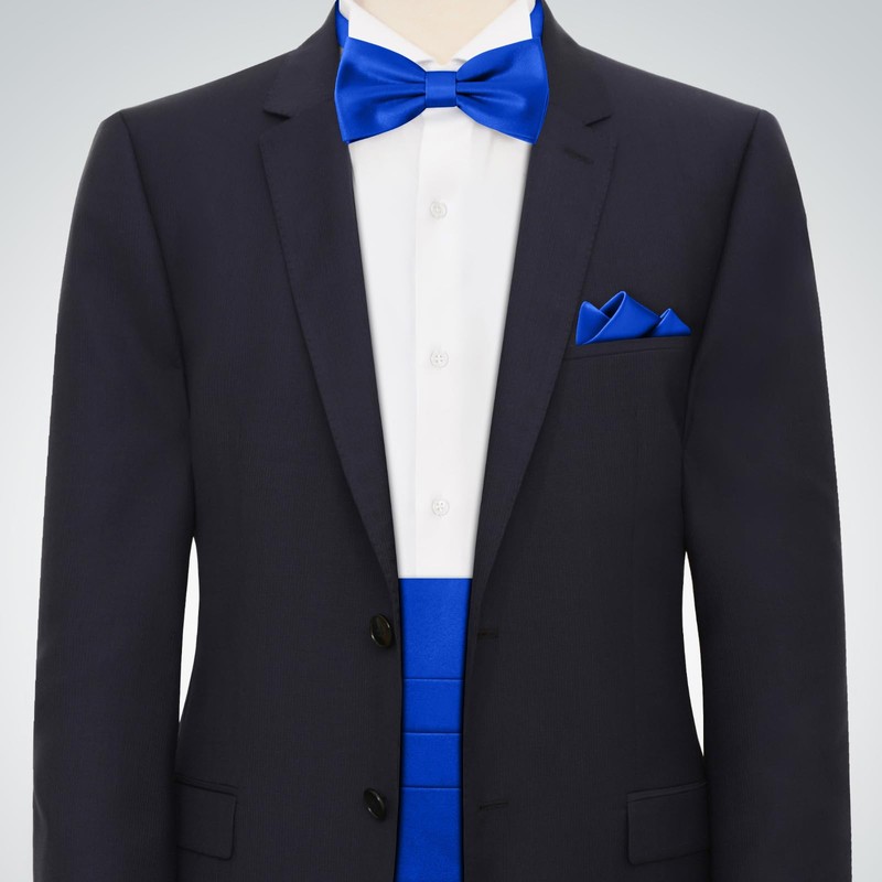 Cummerbund and Bow Tie Set Solid Color Adjustable Formal Men's