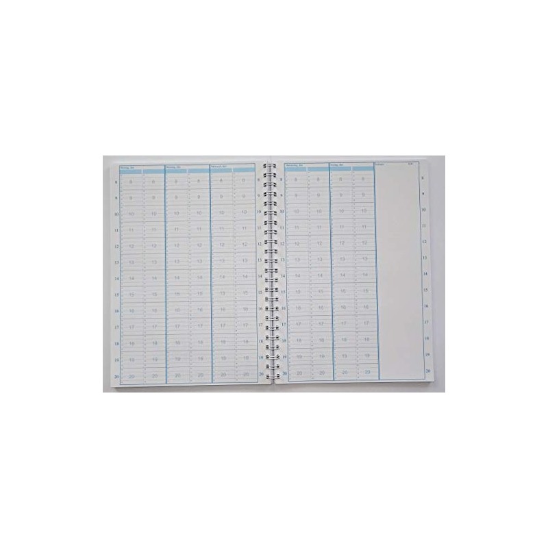 Practice Planner Appointment Calendar Monday to Friday 2 Columns 15