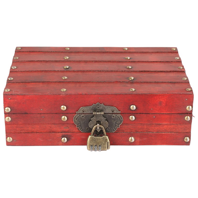 Antique Storage Box with Lock Wooden Document Box for Cosmetic