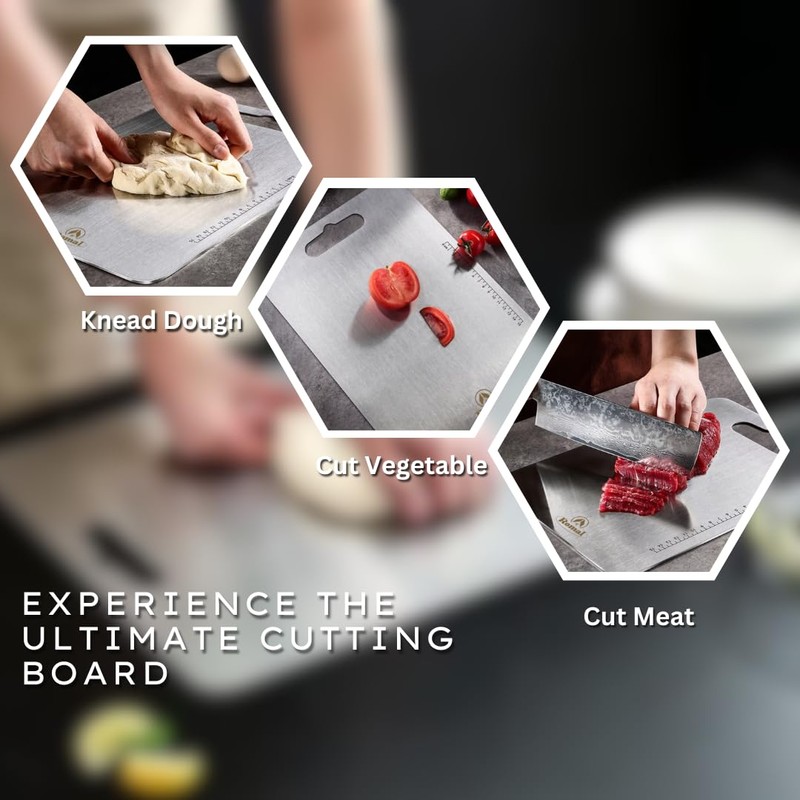 ROMAL Large Titanium Cutting Board – 16x11" Large Double-Sided, Scratch